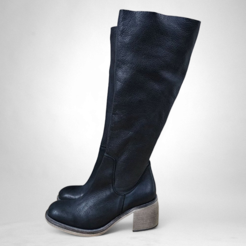 Free People Boot NWOT Essential Tall Slouch Women Shoe Black Leather EU Size 39